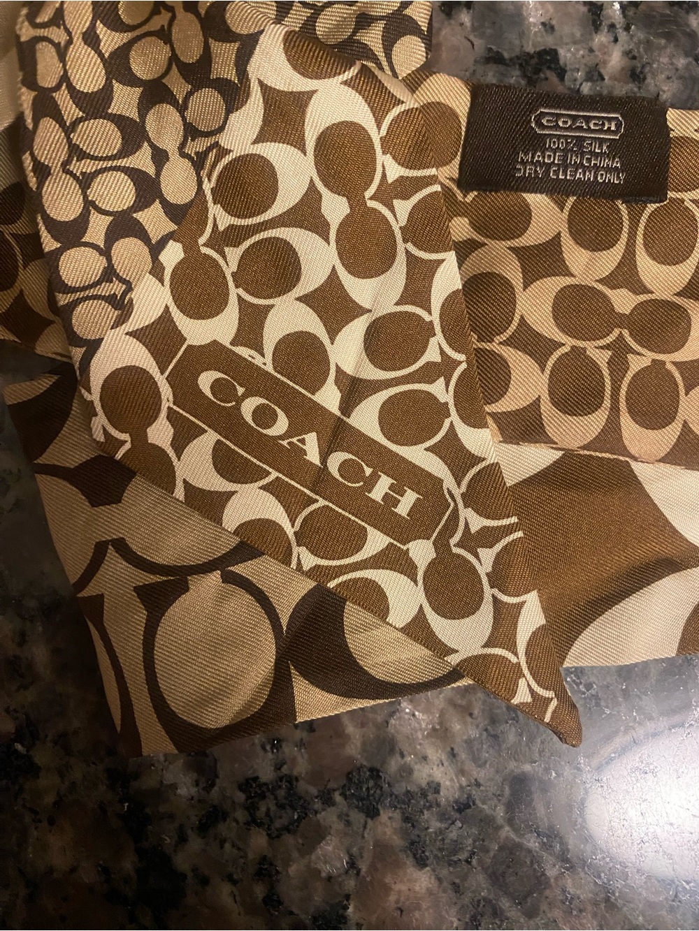 Coach Brown Signature Pattern Twilly Scarf Ribbon - Picture 2 of 3